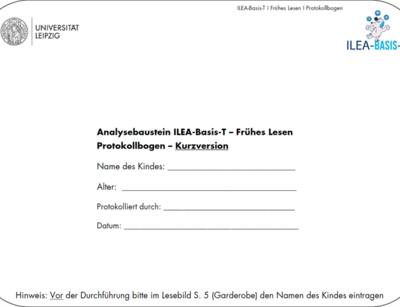 Screenshot aus Protokollbogen Frühes Lesen ILEA-Basis-T